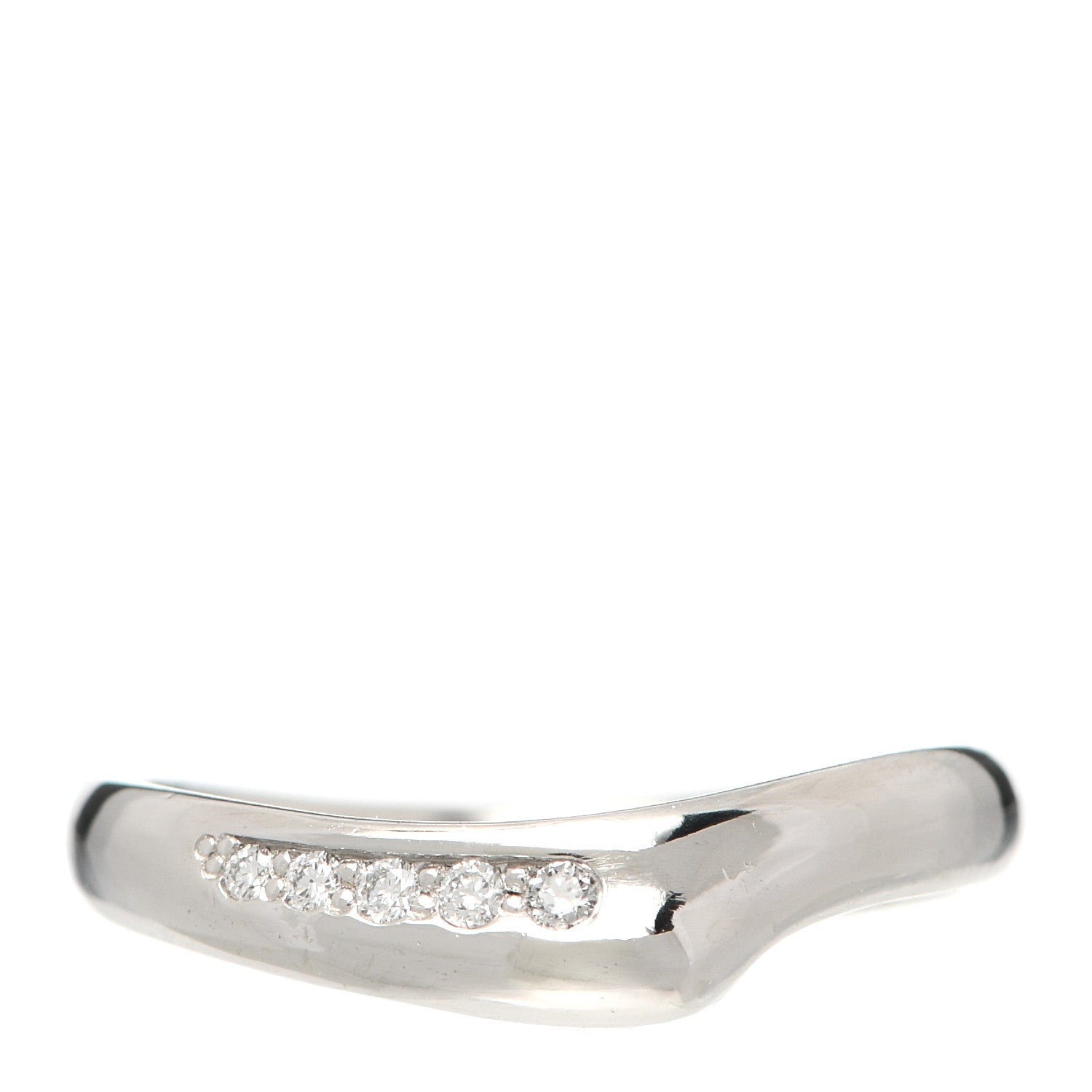 Tiffany Platinum Diamond Elsa Peretti Open Heart Band Ring 49 4.75 2 of 8