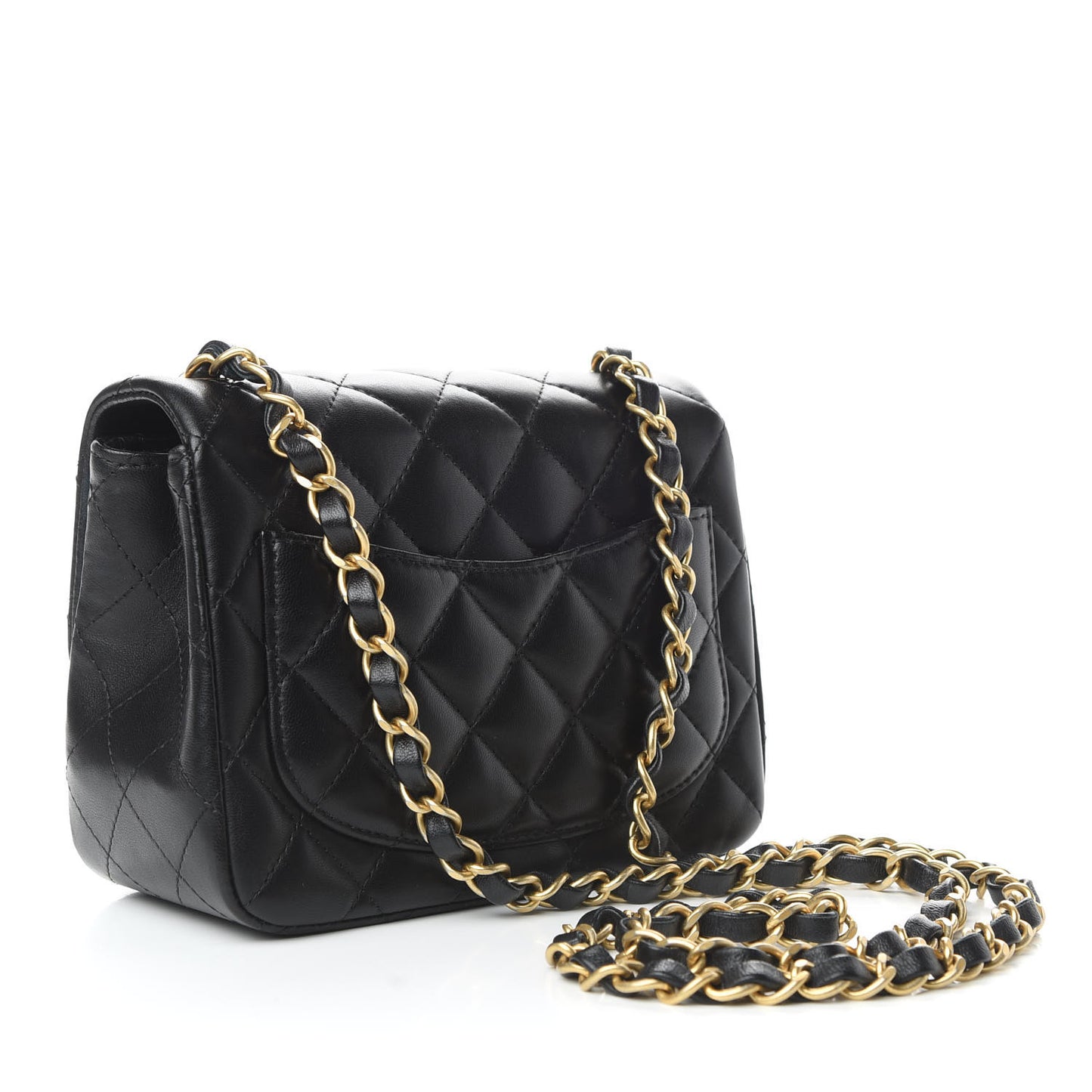 Lambskin Quilted Mini Square Flap Black