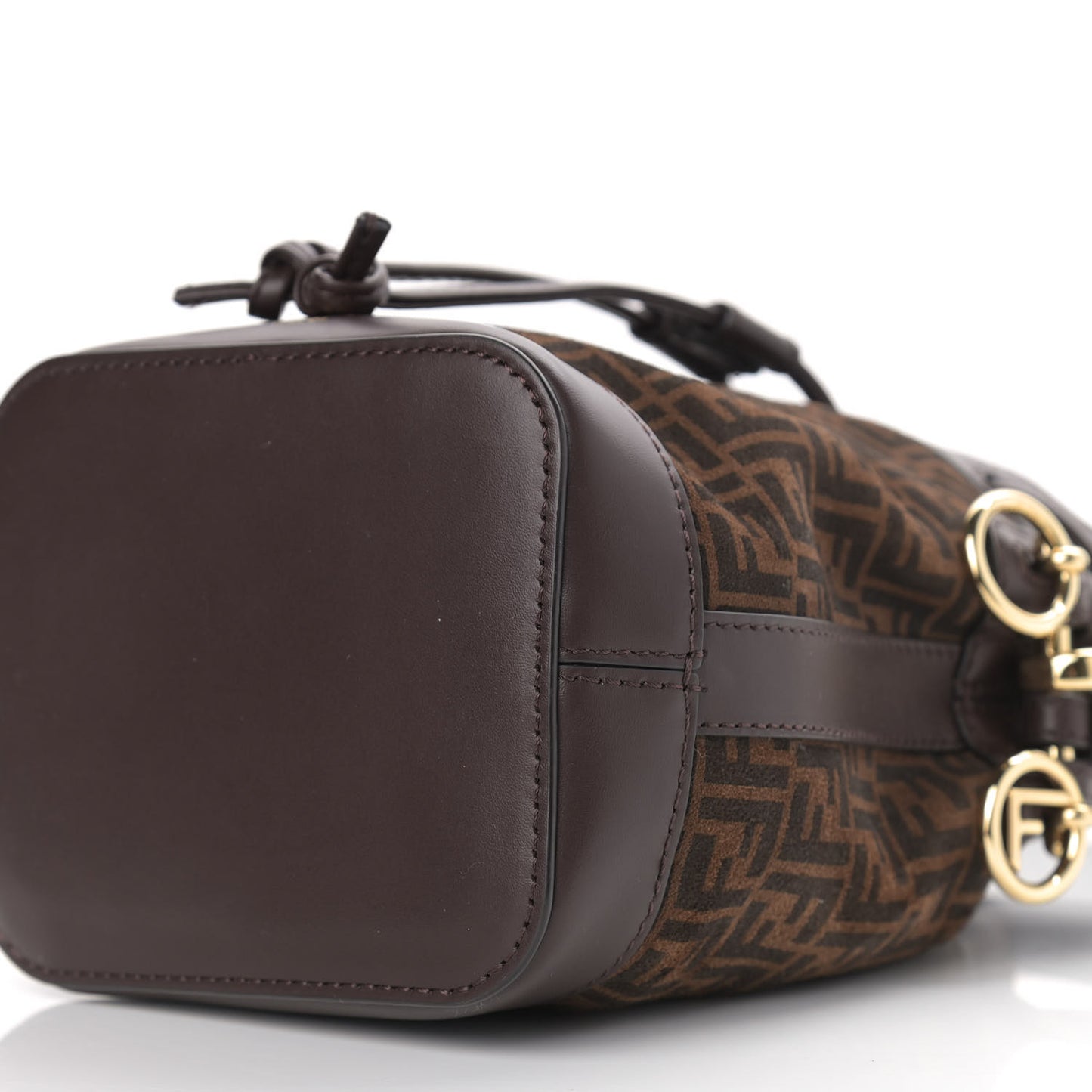 Suede Vitello King F is Fendi Micro FF Mini Mon Tresor Bucket Bag Sigaro Marrone Ebano