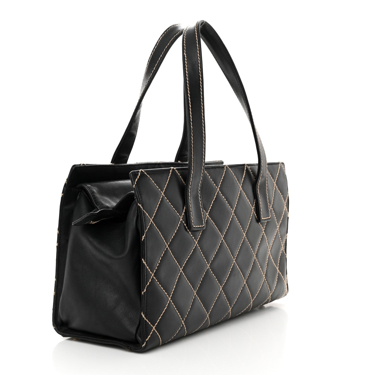 Chanel Calfskin Wild Stitch Medium Tote Black 3 of 11