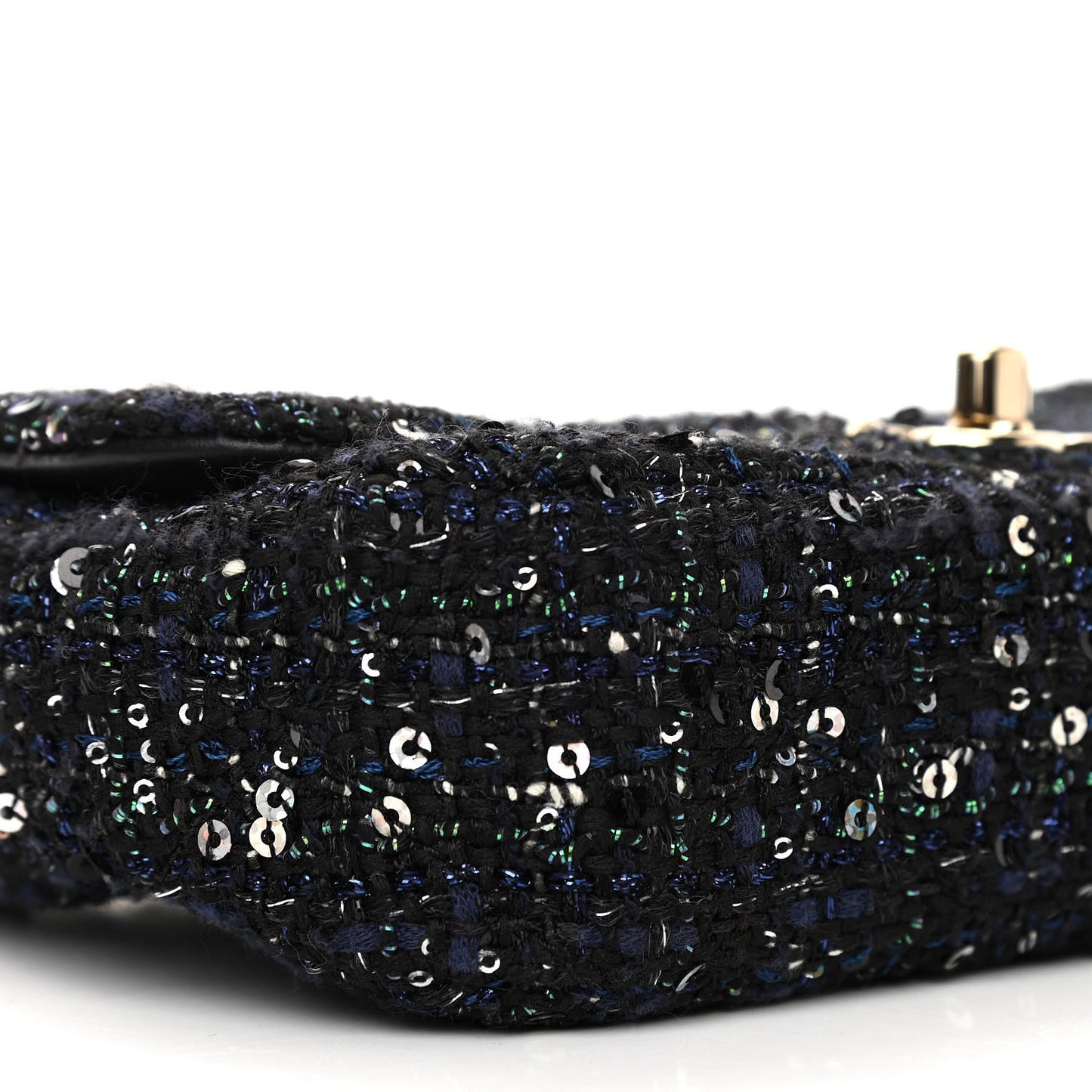 Tweed Mini Pearl Handle Flap Black Ecru