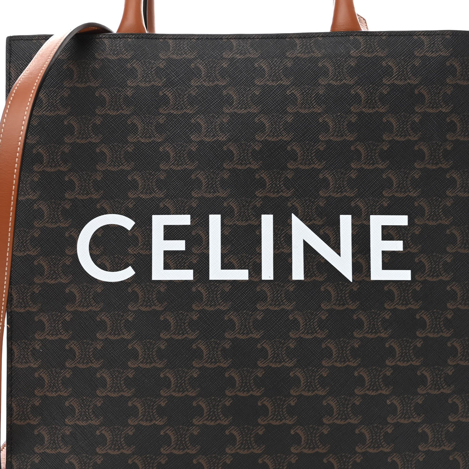 Celine Triomphe Canvas Calfskin Small Vertical Cabas Tan 7 of 13