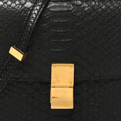 Celine Snakeskin Medium Classic Box Flap Bag Black 12 of 21