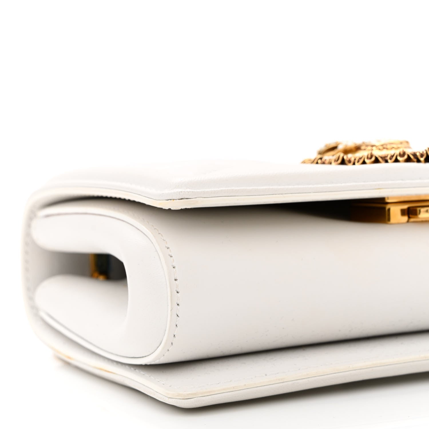 Dolce & Gabbana Calfskin Medium Devotion Crossbody Bag White 8 of 9