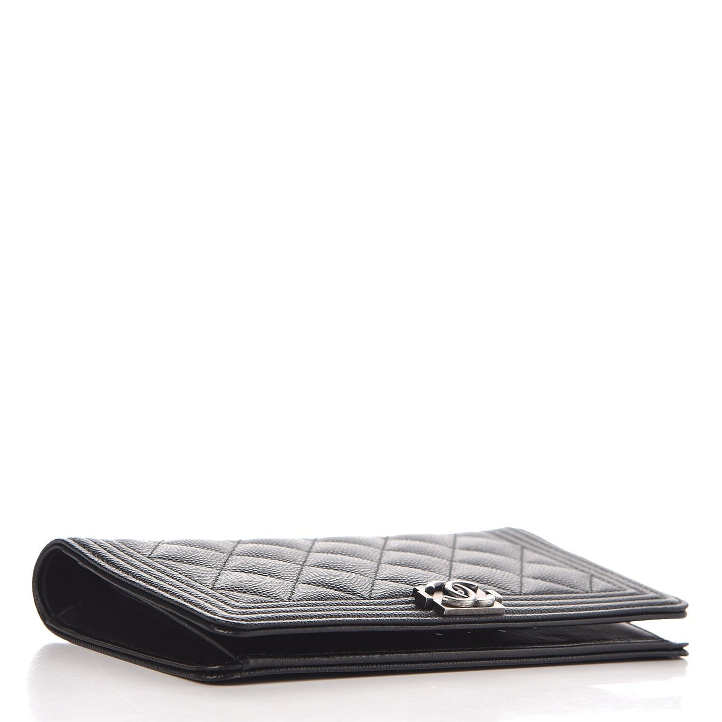 Caviar Quilted Boy Yen Wallet Black
