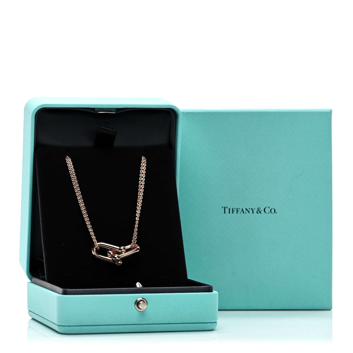 Tiffany 18K Rose Gold HardWear Double Link Pendant Necklace