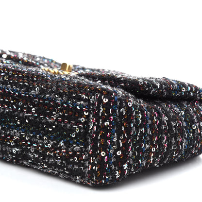 Chanel Tweed Sequin Quilted Medium Chanel 19 Flap Black Multicolor 9 of 9