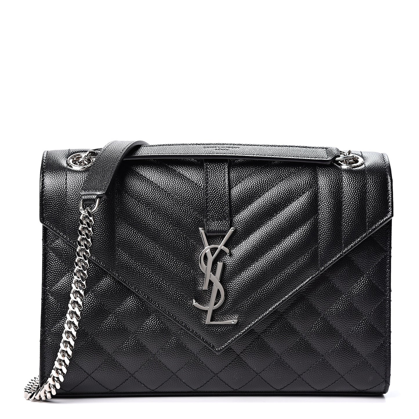 Grain De Poudre Textured Mixed Matelasse Triquilt Medium Monogram Satchel Black