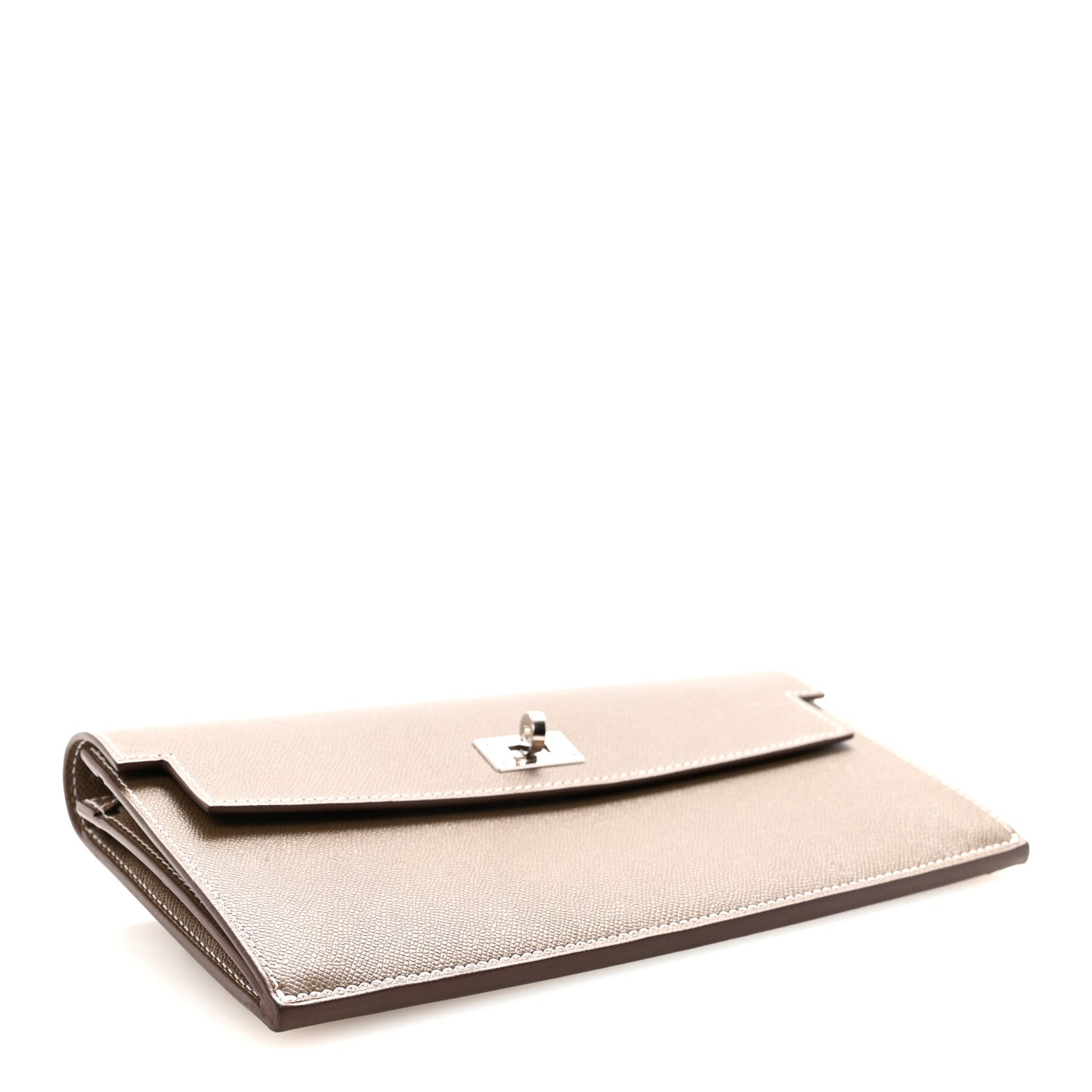 Madame Calfskin Kelly Pocket Long Wallet Etoupe