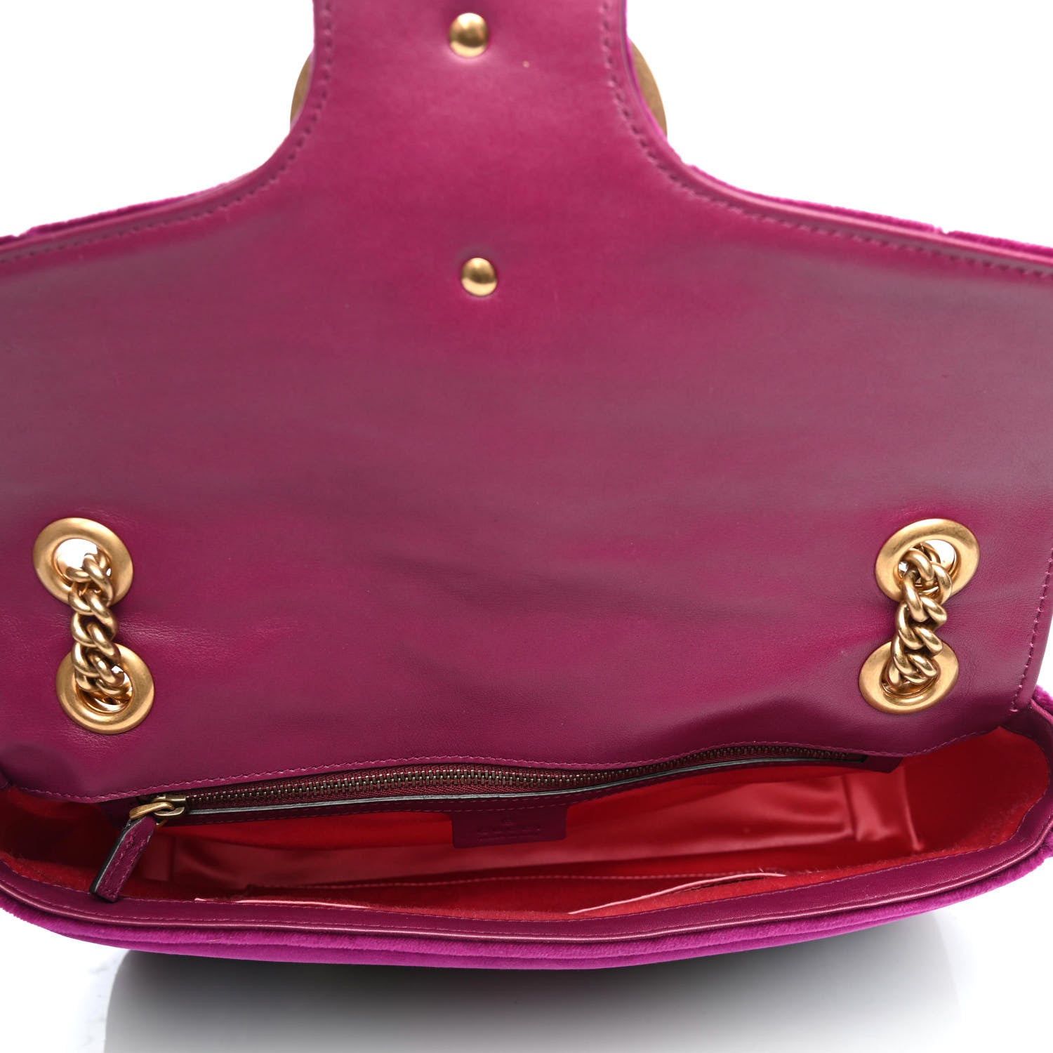 Gucci Velvet Matelasse Loved Embroidered Medium GG Marmont Shoulder Bag Fuchsia Violet Cyclamen 4 of 4