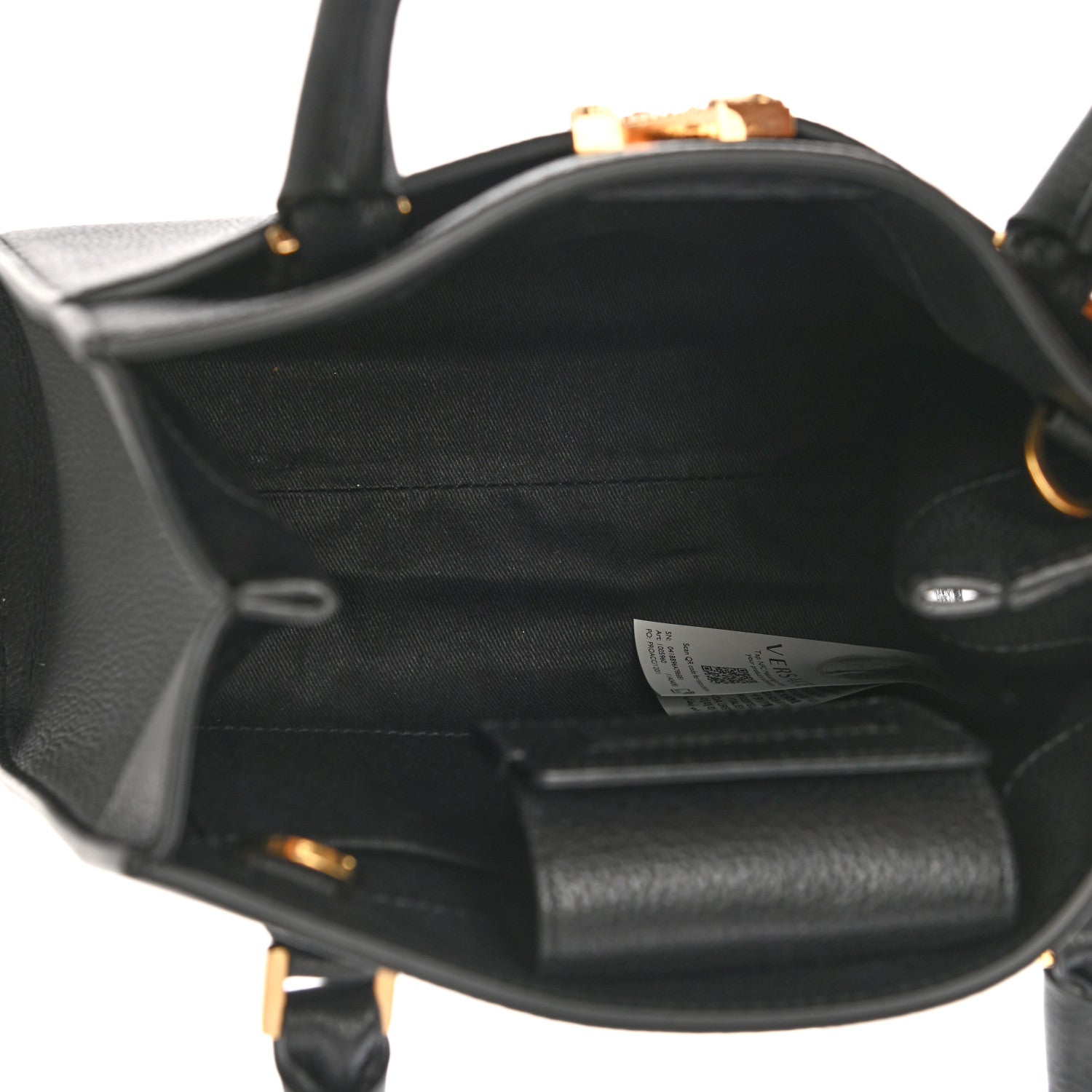 Versace Grainy Calfskin Virtus Top Handle Tote Black 5 of 10