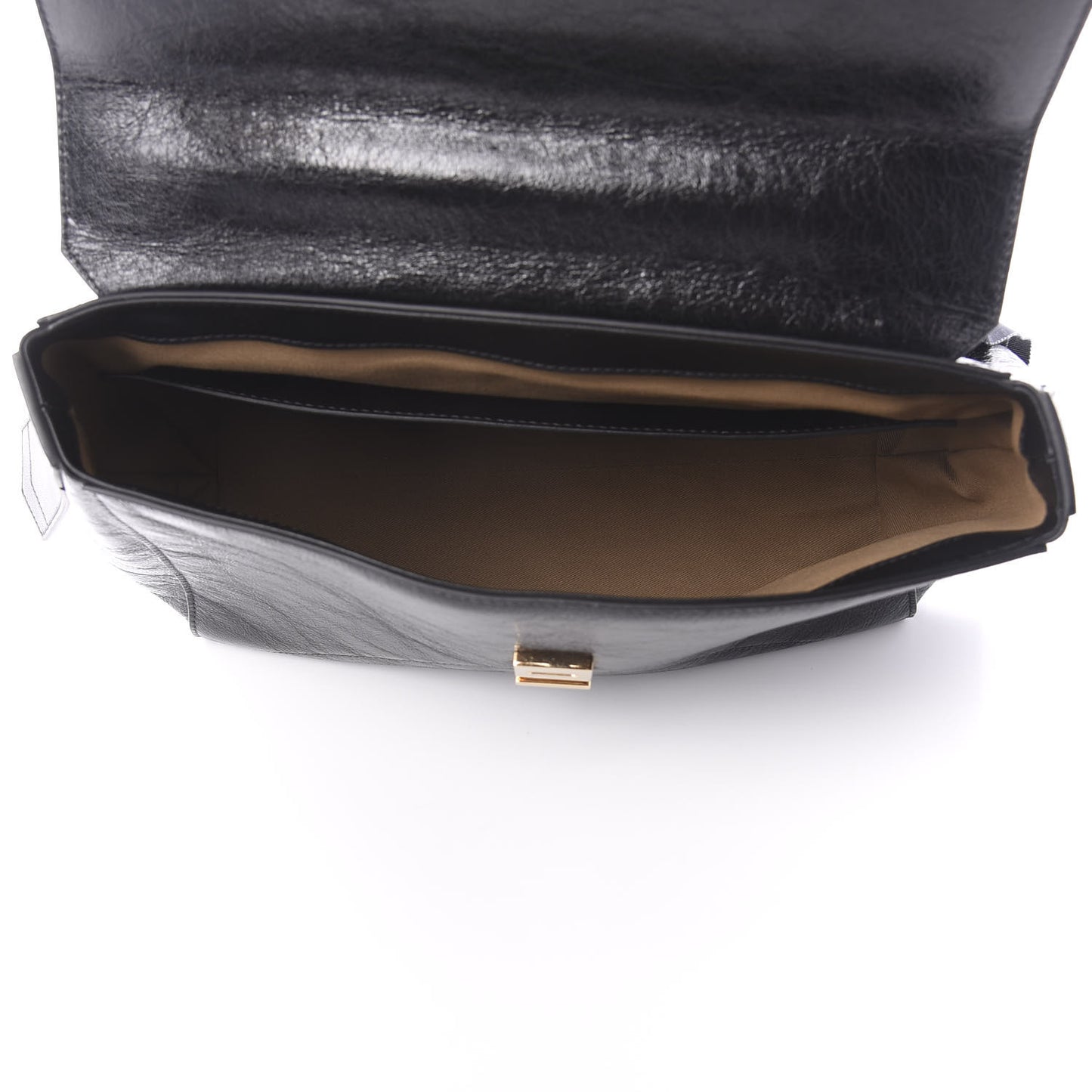 Creased Patent Calfskin Medium ID Flap Black