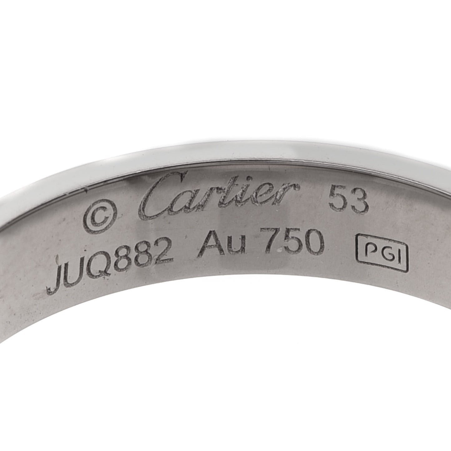 18K White Gold 3.5mm LOVE Wedding Band Ring 53 6.25