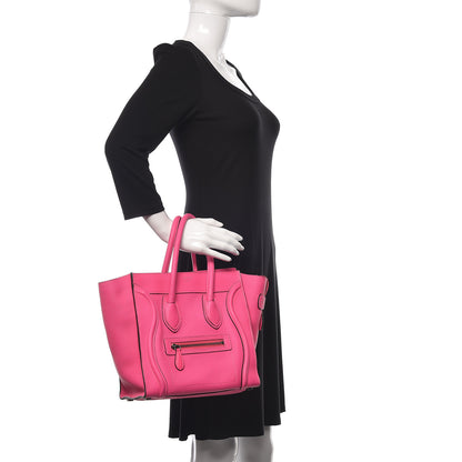 Celine Drummed Calfskin Micro Luggage Fluo Pink 2 of 12