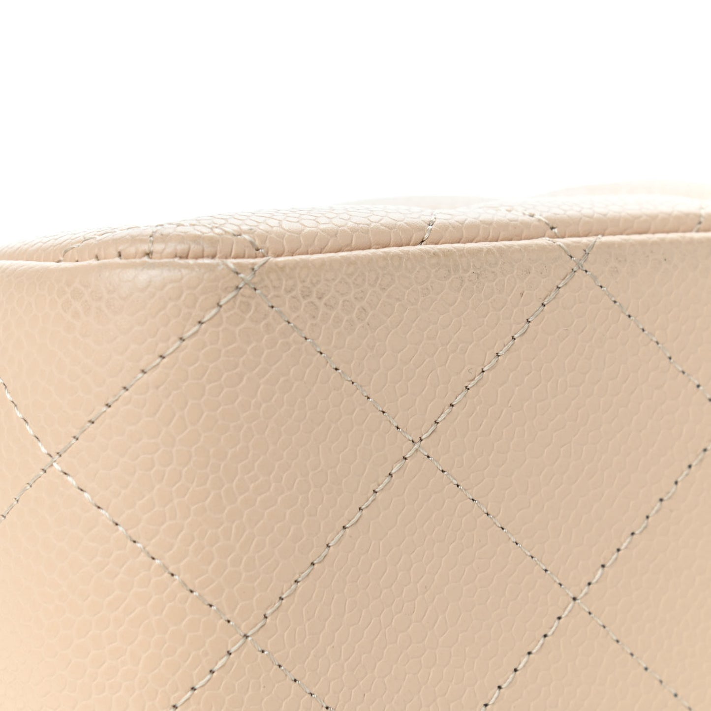 Caviar Quilted Jumbo Double Flap Beige