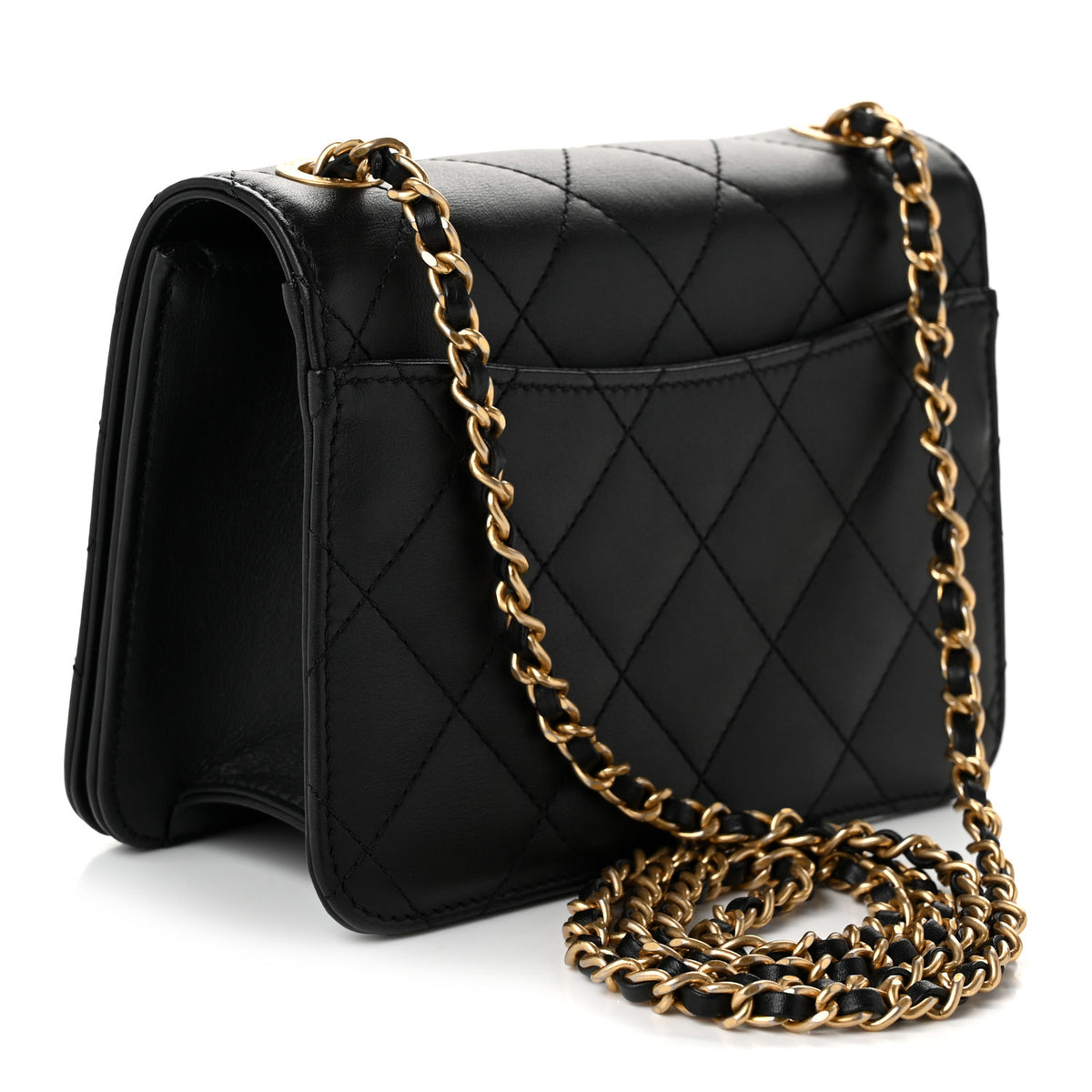 Chanel Calfskin Quilted Crystal Pearl Small Flap Bag Black 3 of 11
