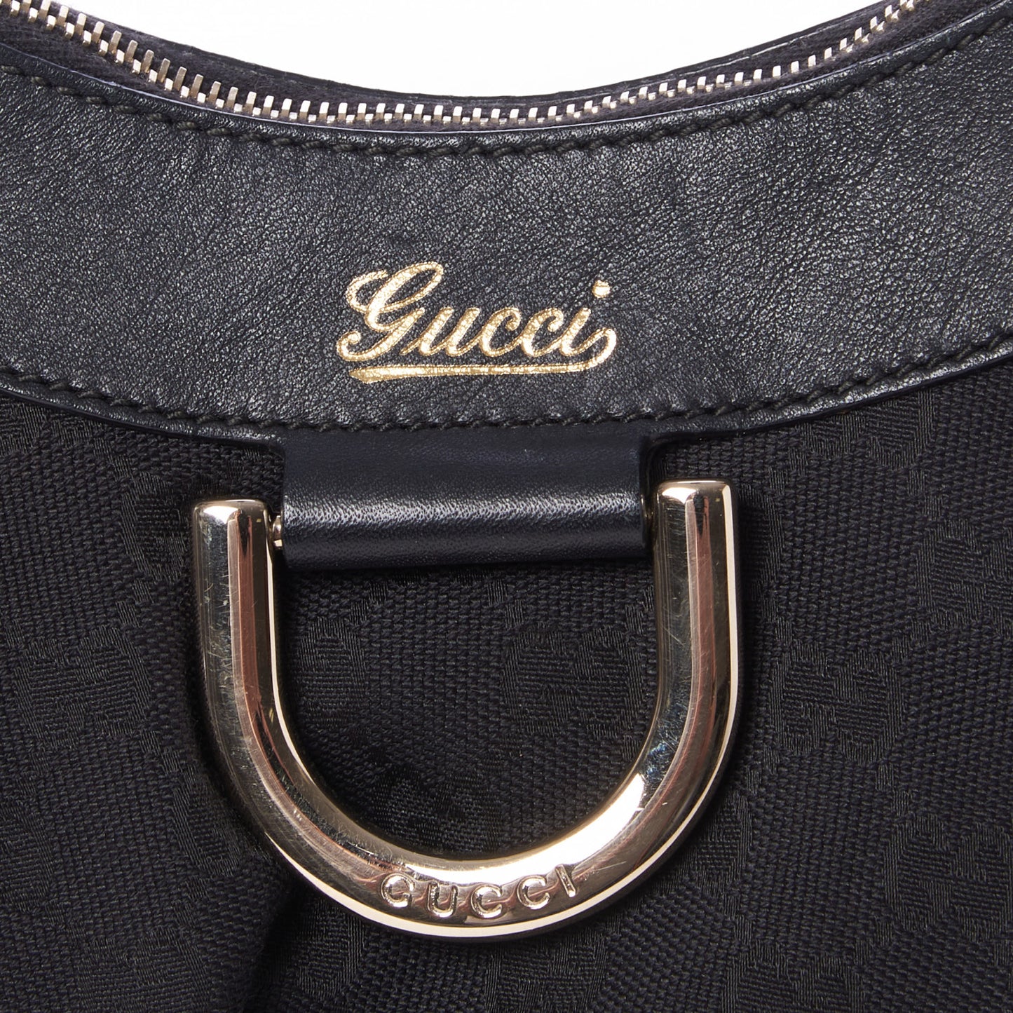 Monogram Medium D Gold Ring Hobo Black