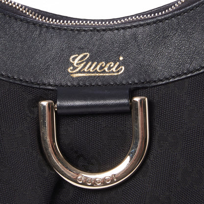 Gucci Monogram Medium D Gold Ring Hobo Black 8 of 9