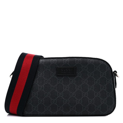 Gucci GG Supreme Monogram Web Shoulder Bag Black Grey 1 of 9