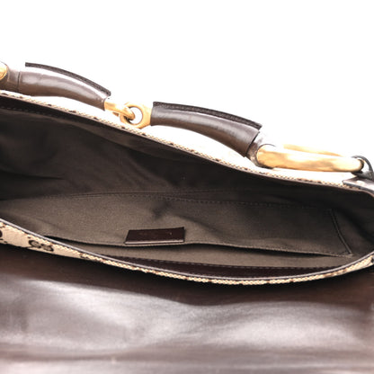 Gucci Monogram Studded Horsebit Clutch Dark Brown 5 of 15
