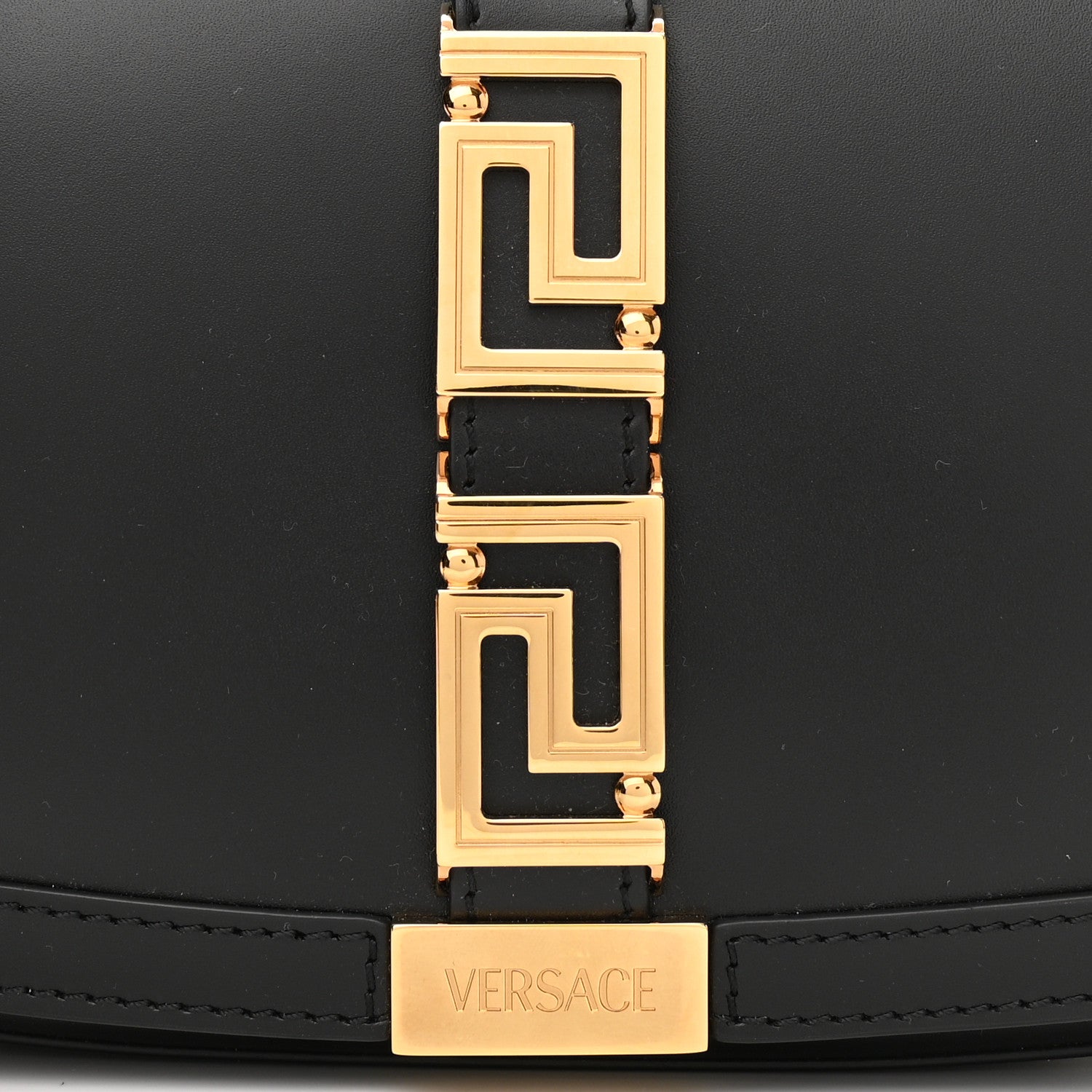 Versace Calfskin Medium Greca Goddess Shoulder Bag Black 8 of 11
