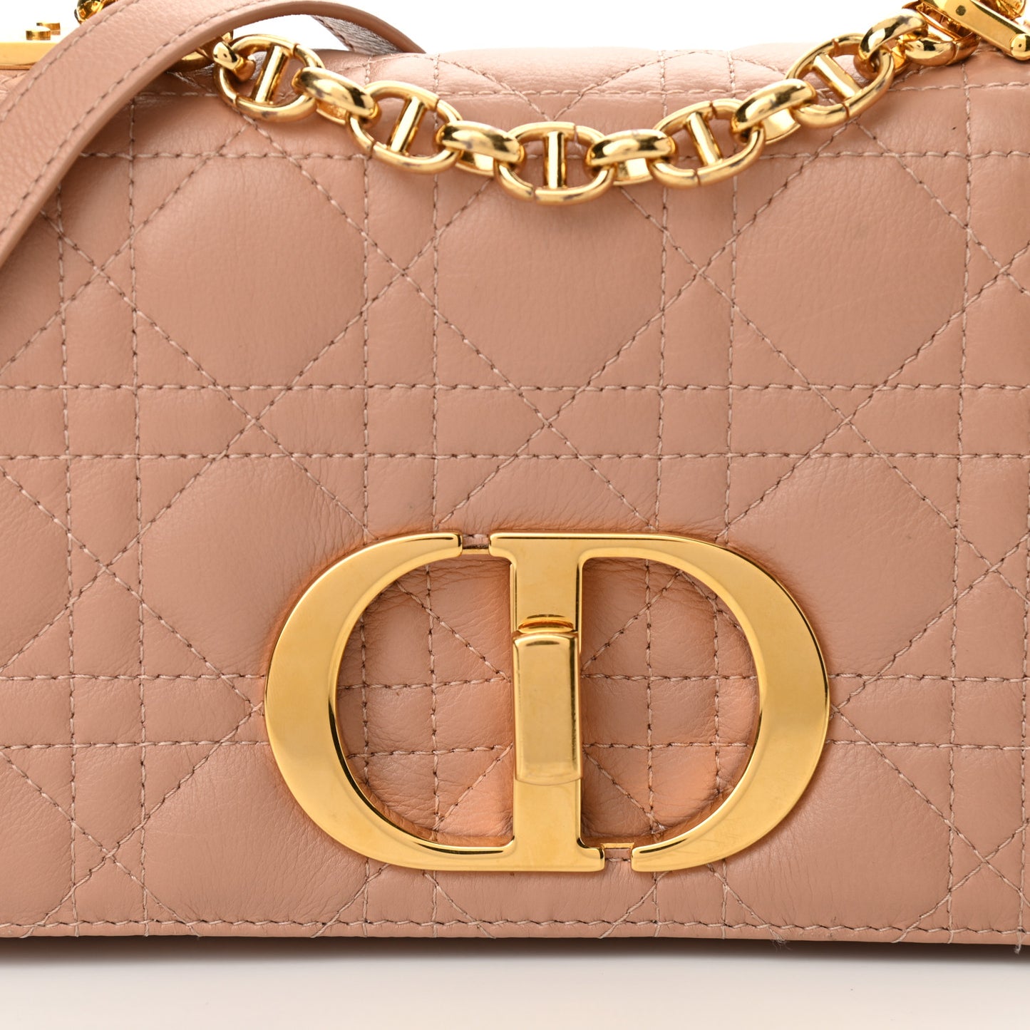 Calfskin Cannage Small Caro Bag Rose De Vents