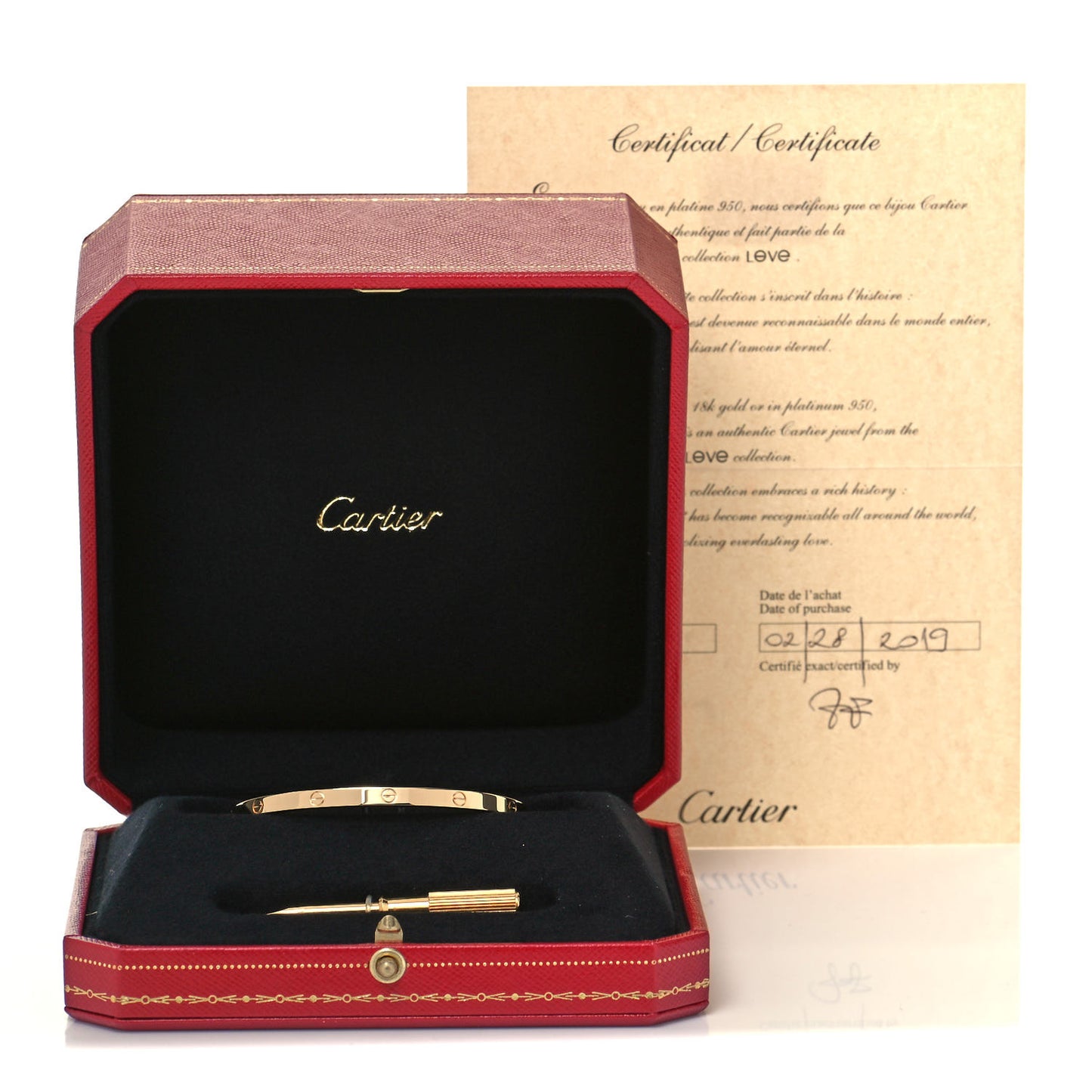 18K Yellow Gold Small LOVE Bracelet 16