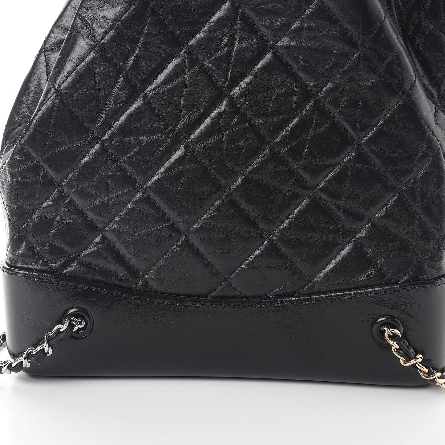 Aged Calfskin Quilted Gabrielle Backpack Black