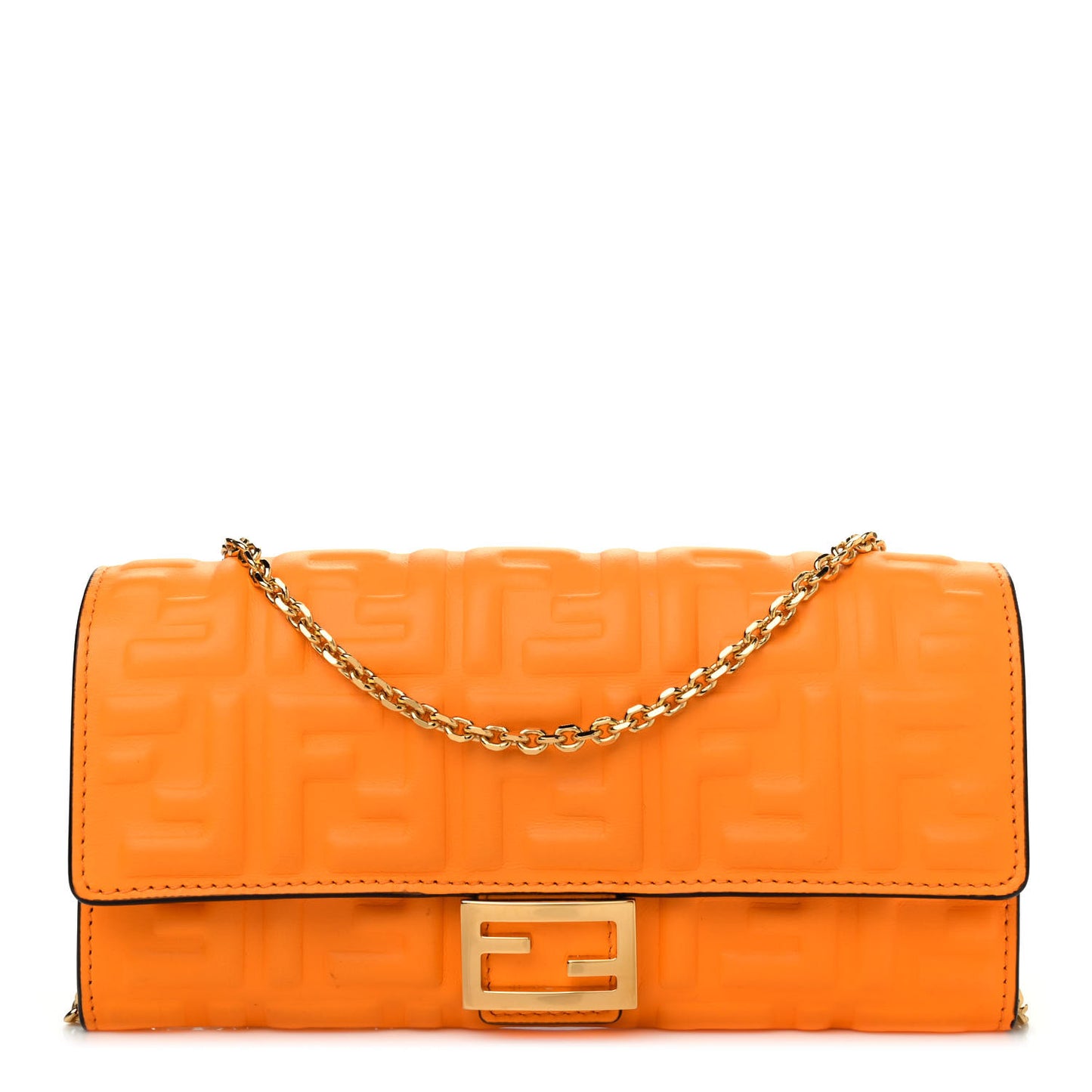 Nappa Matisse FF Embossed Continental Wallet On Chain Clementine