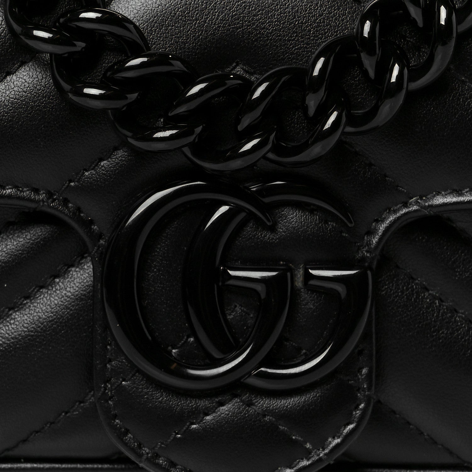 Gucci Calfskin Matelasse Monochrome GG Marmont Chain Belt Bag Black 8 of 10