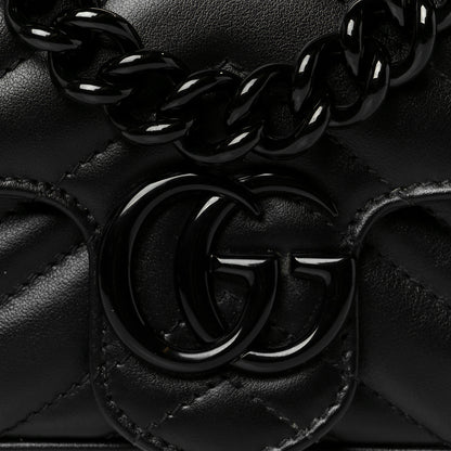 Gucci Calfskin Matelasse Monochrome GG Marmont Chain Belt Bag Black 8 of 10