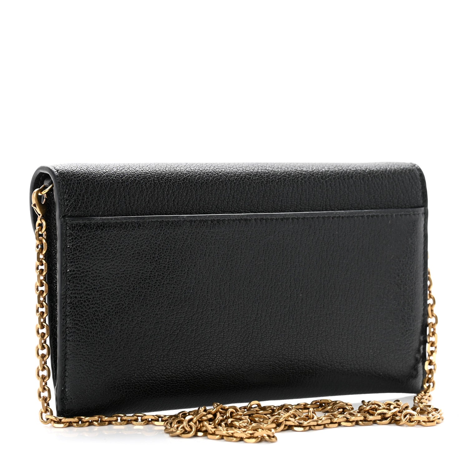 Christian Dior Grained Calfskin Saddle Chain Wallet Pouch Black 4 of 7
