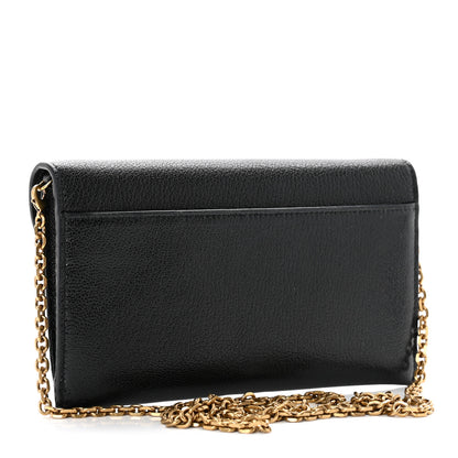 Christian Dior Grained Calfskin Saddle Chain Wallet Pouch Black 4 of 7