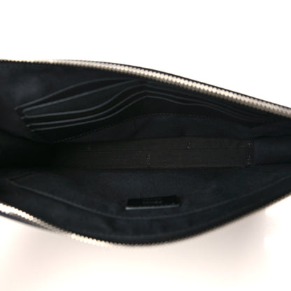 Fendi Glazed Fabric Vitello Liberty FF 1974 Diagonal Pouch Tobacco Moresco Black 5 of 7