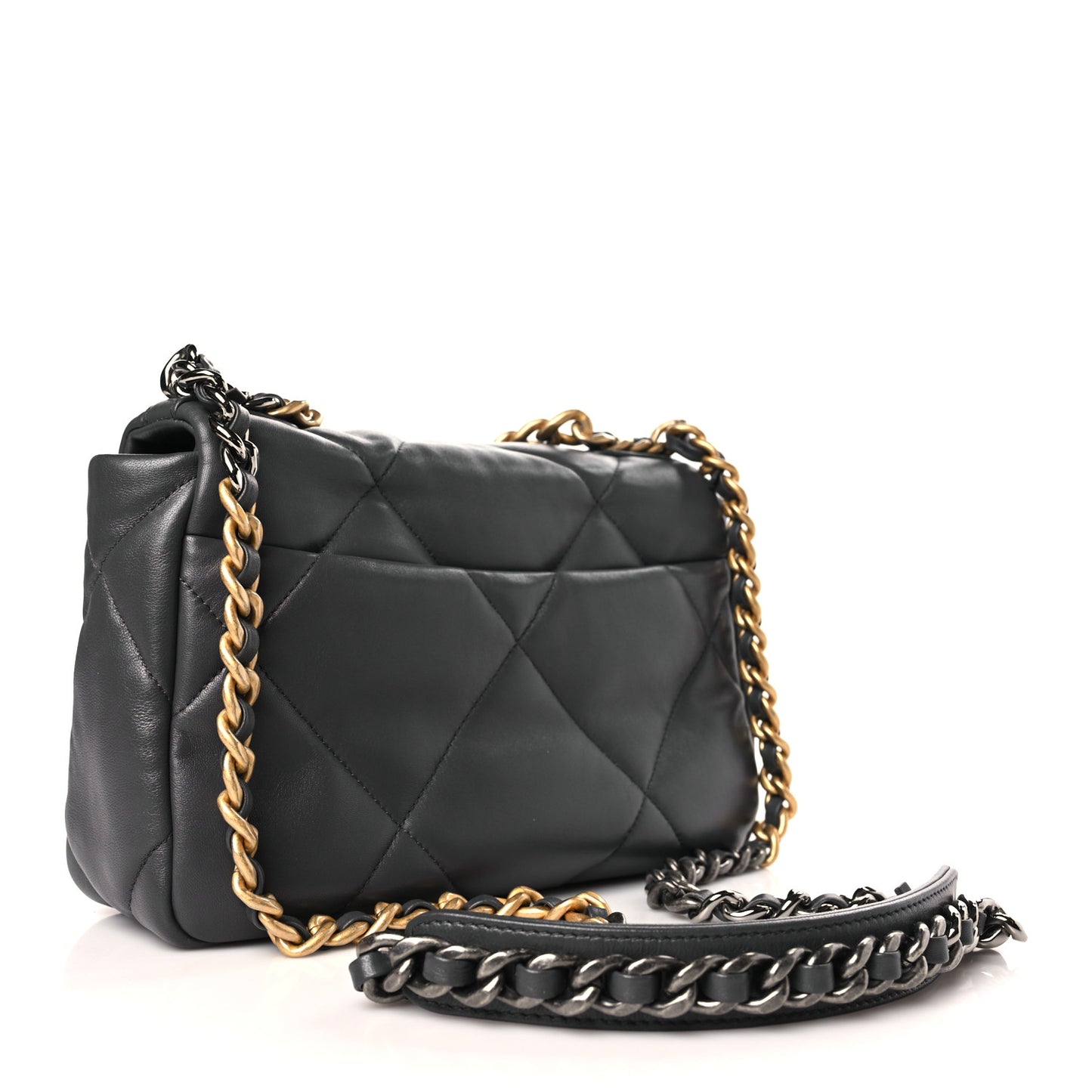 Lambskin Quilted Medium Chanel 19 Flap Dark Grey