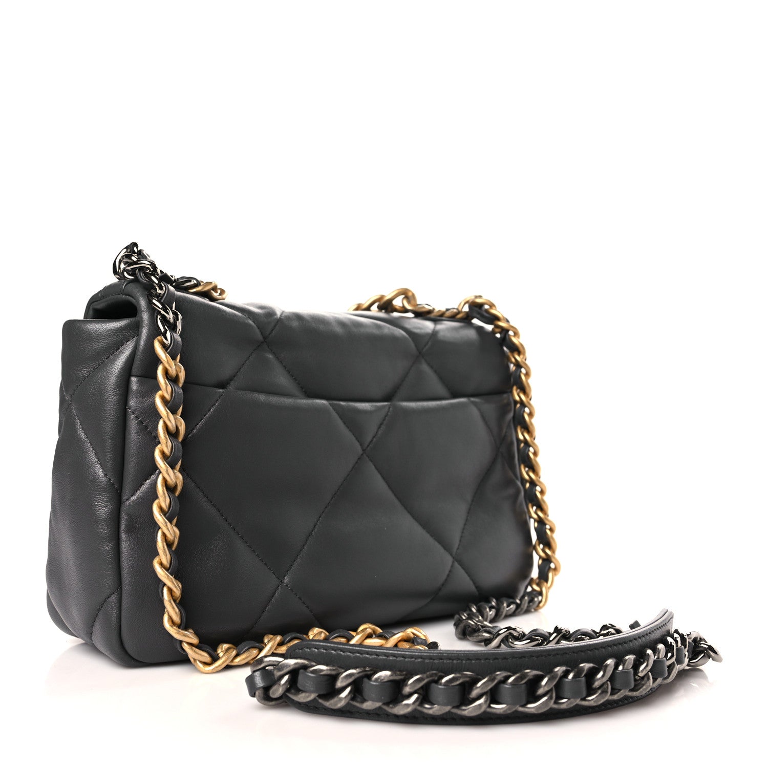 Chanel Lambskin Quilted Medium Chanel 19 Flap Dark Grey 3 of 9