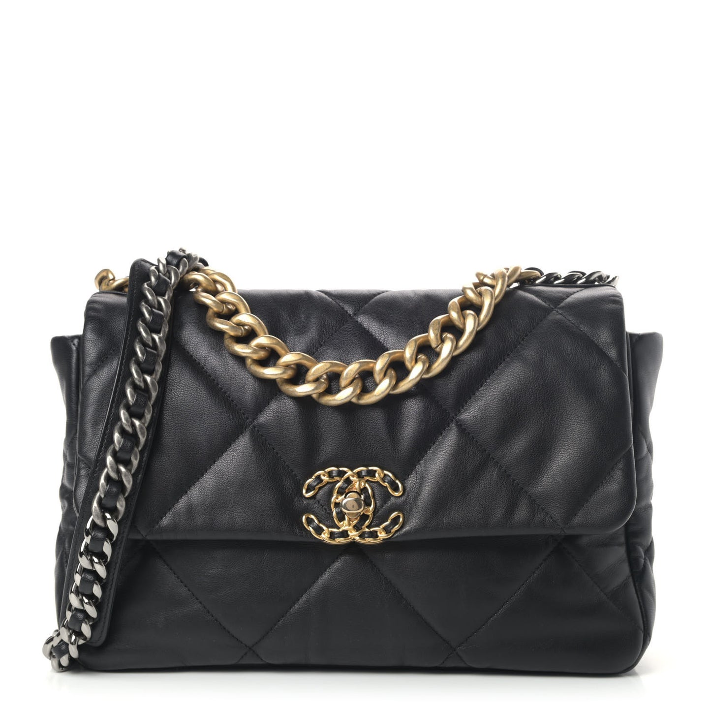 Goatskin Quilted Large Chanel 19 Flap Black