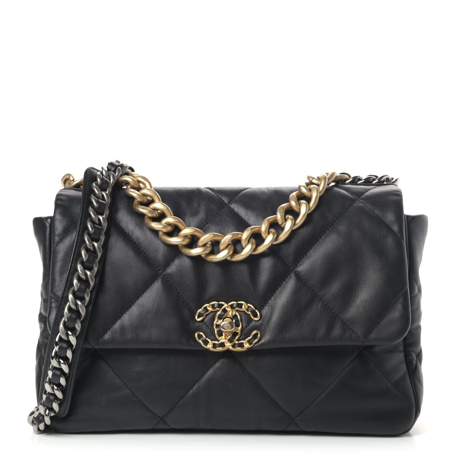 Chanel Goatskin Quilted Large Chanel 19 Flap Black 1 of 4