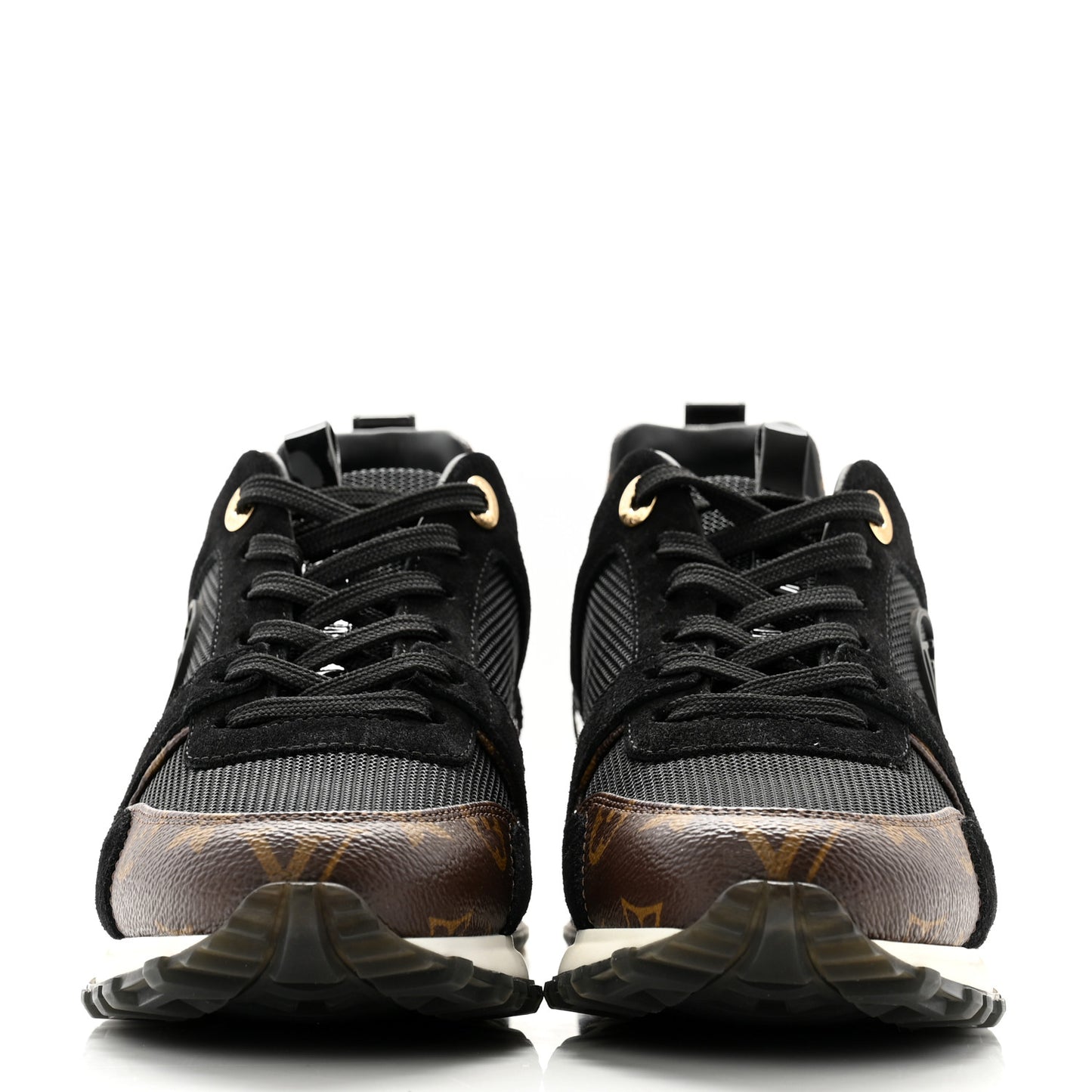 Suede Monogram Run Away Sneakers 37 Black
