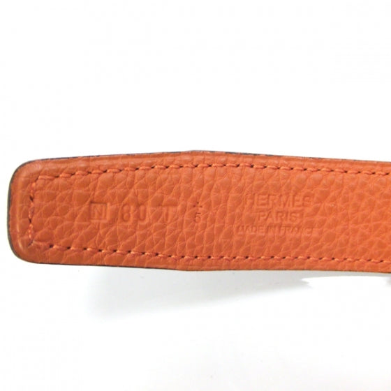 Hermes Leather Reversible H Belt 80 Black and Orange 4 of 4
