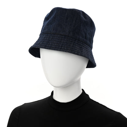 Prada Denim Metal Triangle Logo Bucket Hat M Navy 2 of 7