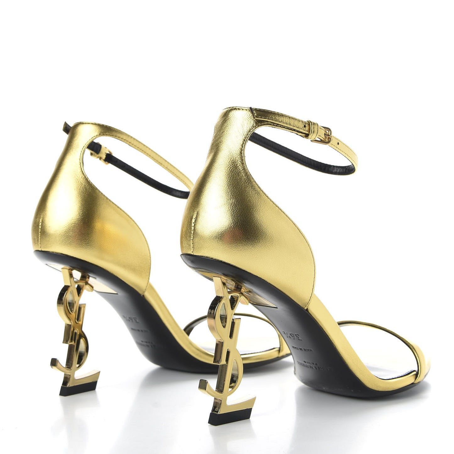 Metallic Lambskin Opyum 110 Sandals 36.5 Oro