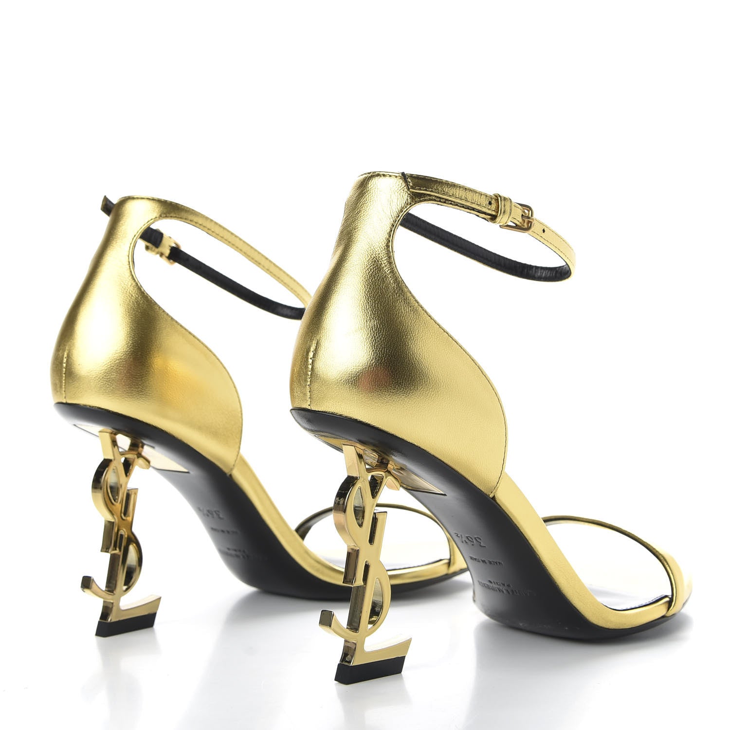 Saint Laurent Metallic Lambskin Opyum 110 Sandals 36.5 Oro 5 of 10