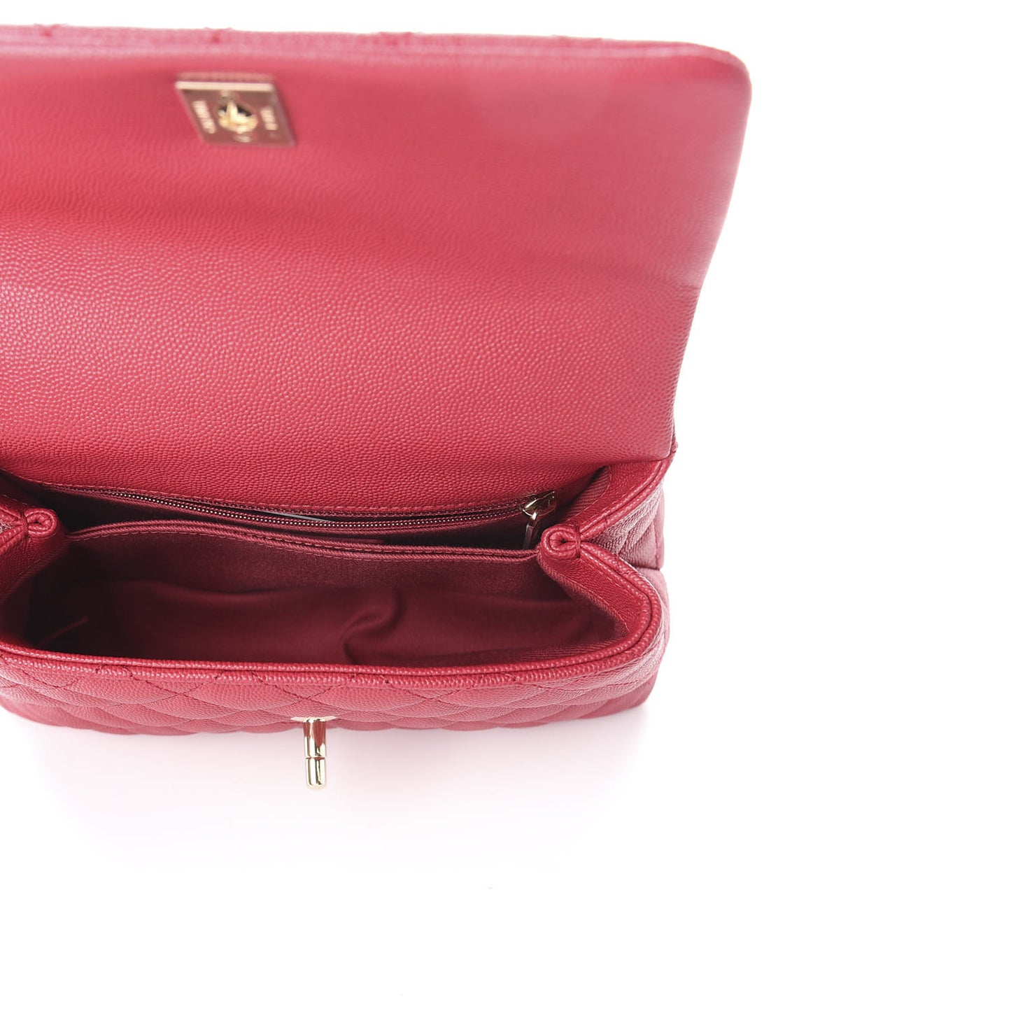 Caviar Quilted Mini Coco Handle Flap Dark Pink