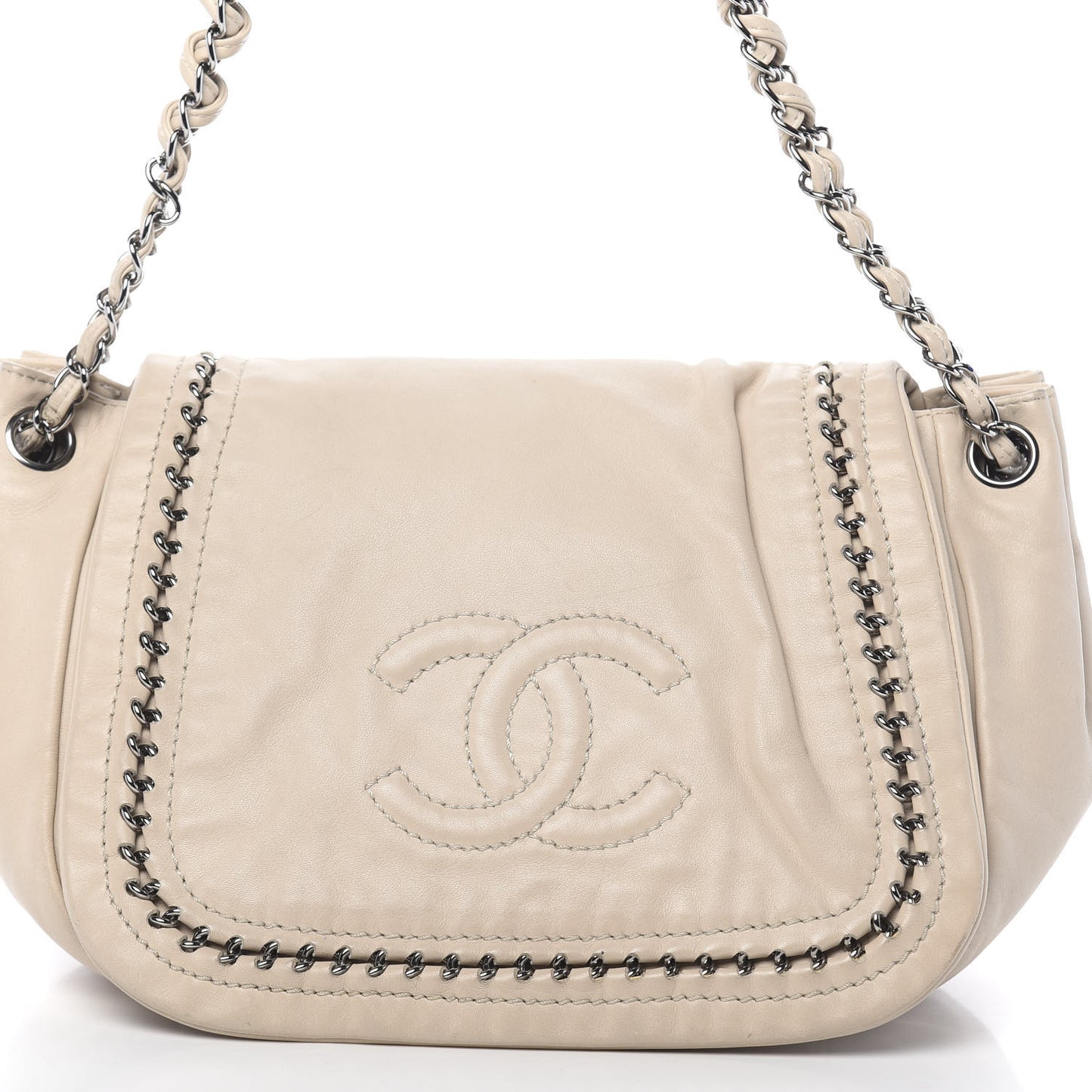 Smooth Calfskin Luxe Ligne Flap Light Beige