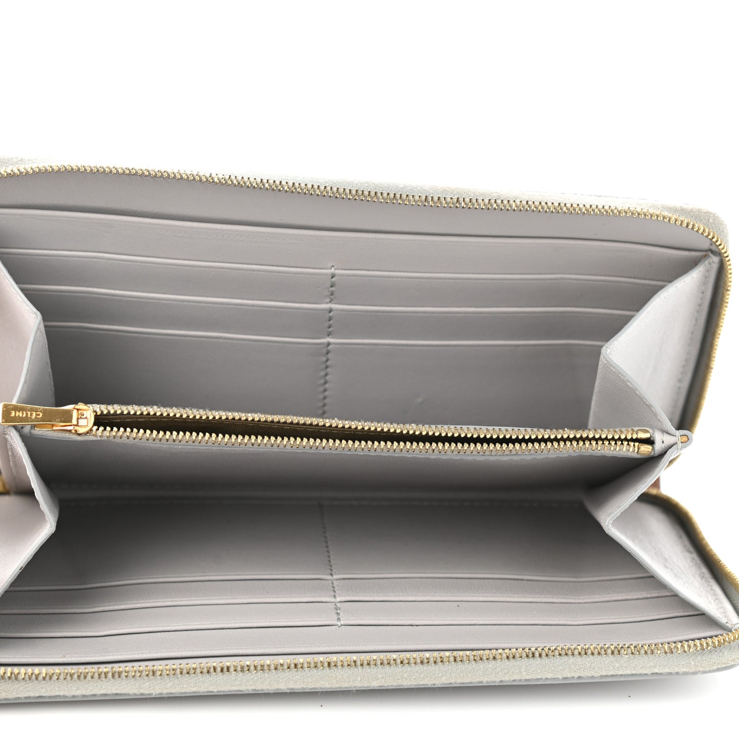 Lambskin Large Zip Around Multifunction Wallet Grey