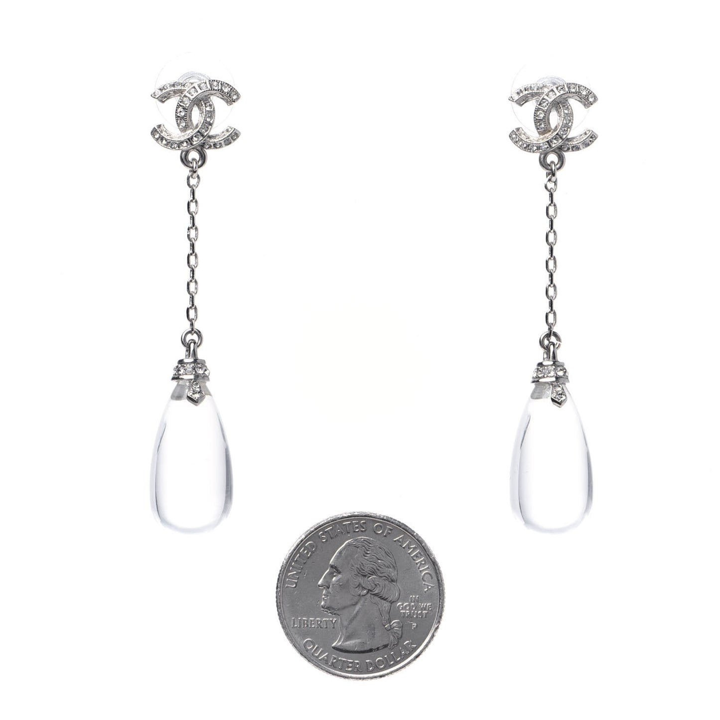 Crystal Resin CC Drop Earrings Silver