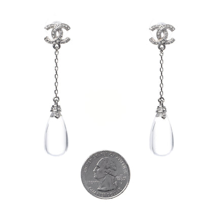 Chanel Crystal Resin CC Drop Earrings Silver 2 of 7