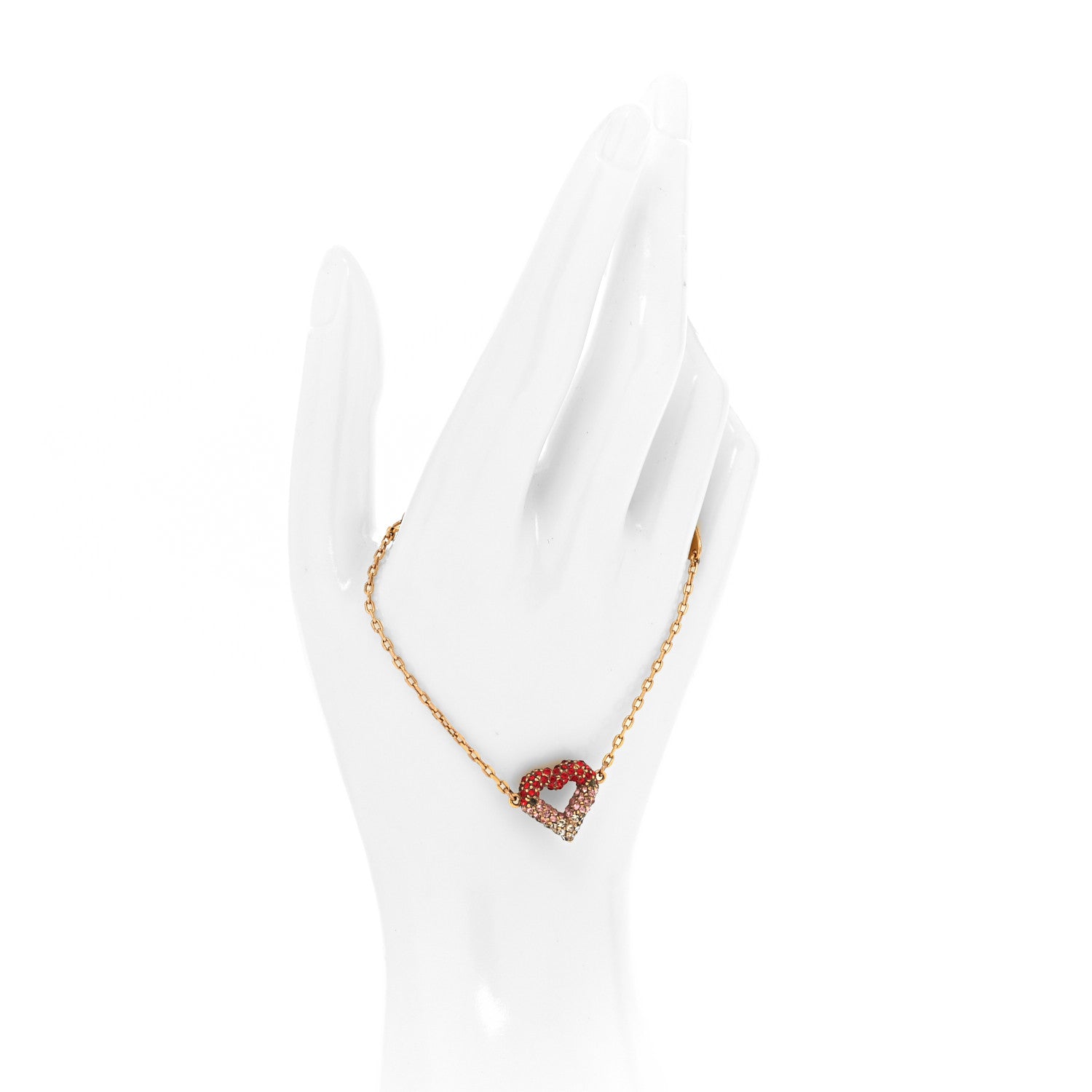 Louis Vuitton Swarovski LV and V Heart Strass Bracelet Rose Gold 2 of 9