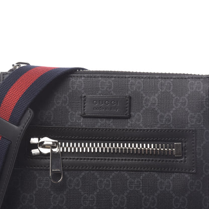 Gucci GG Supreme Monogram Web Small Flat Messenger Bag Black Grey 10 of 10